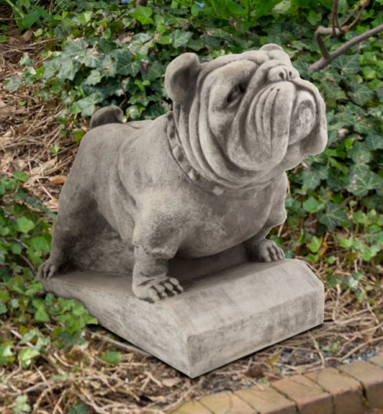 English Bull Dog Cement Garden Statue Stone Cement Mascot Bulldog